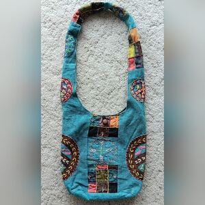 Hippie Bag Rising International Flower Child Boho Blue